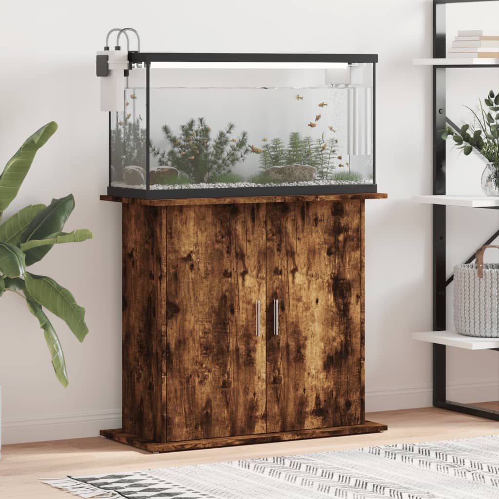 Stojan na akvárium kouřový dub 81 x 36 x 73 cm kompozitní dřevo