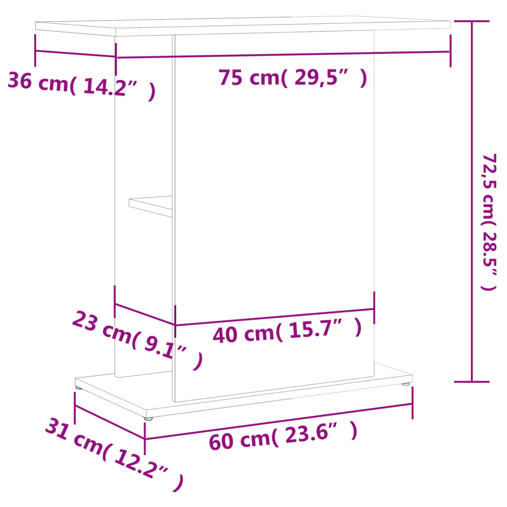 Stojan na akvárium kouřový dub 75x36x72,5 cm kompozitní dřevo