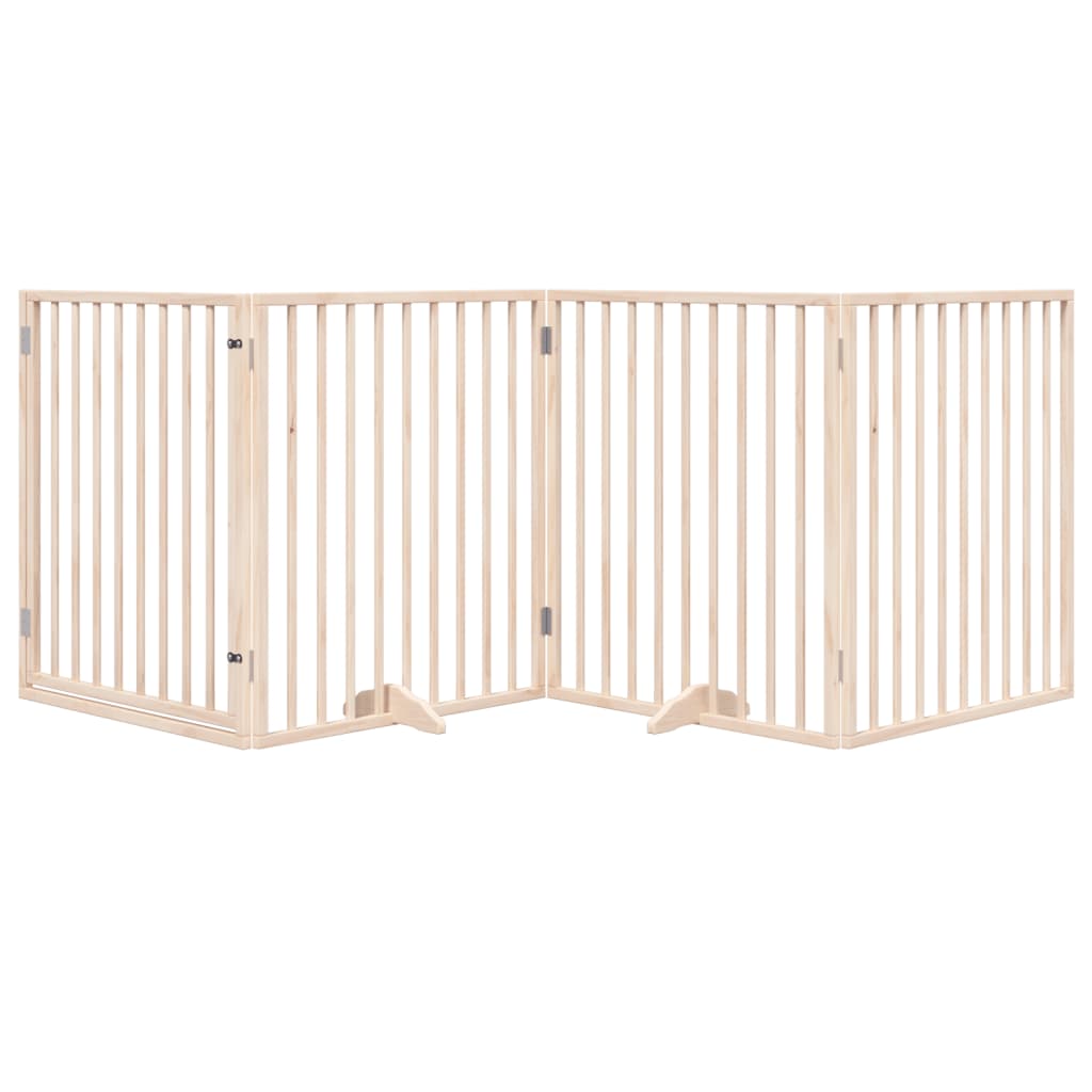 Zábrana pro psy s dvířky skládací 4 panely 320cm topolové dřevo