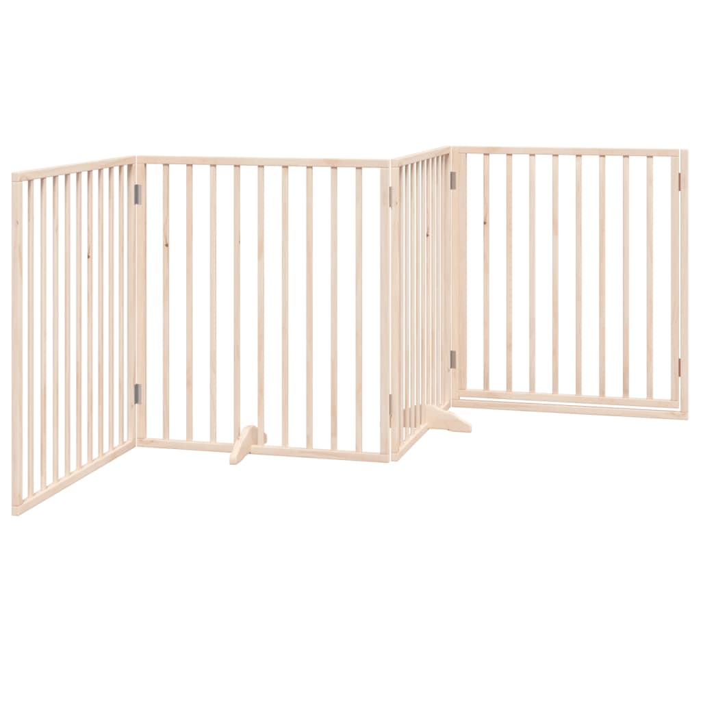 Zábrana pro psy s dvířky skládací 4 panely 320cm topolové dřevo