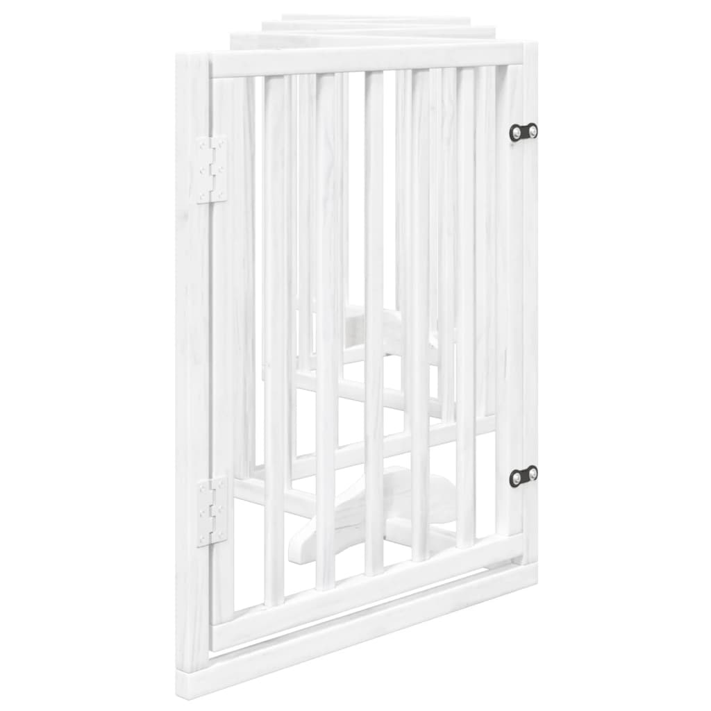 Zábrana pro psy s dvířky skládací 6 panelů bílá 300 cm topol