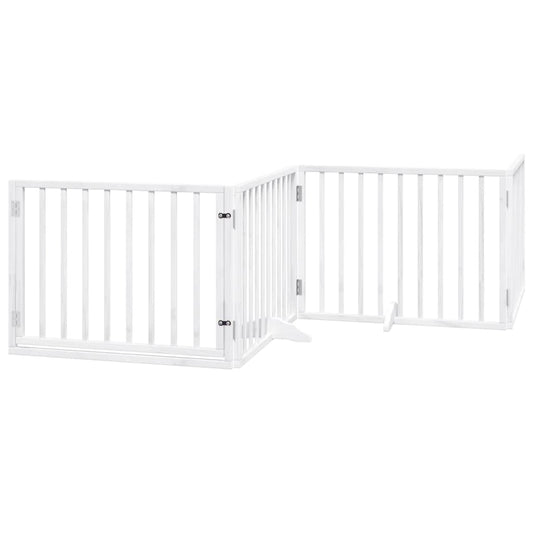 Zábrana pro psy s dvířky skládací 4 panely bílá 320 cm topol