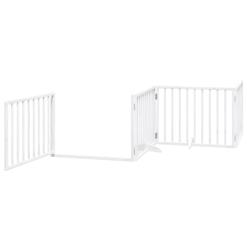 Zábrana pro psy s dvířky skládací 4 panely bílá 320 cm topol