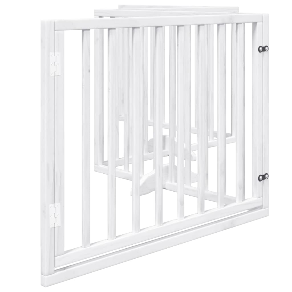 Zábrana pro psy s dvířky skládací 4 panely bílá 320 cm topol