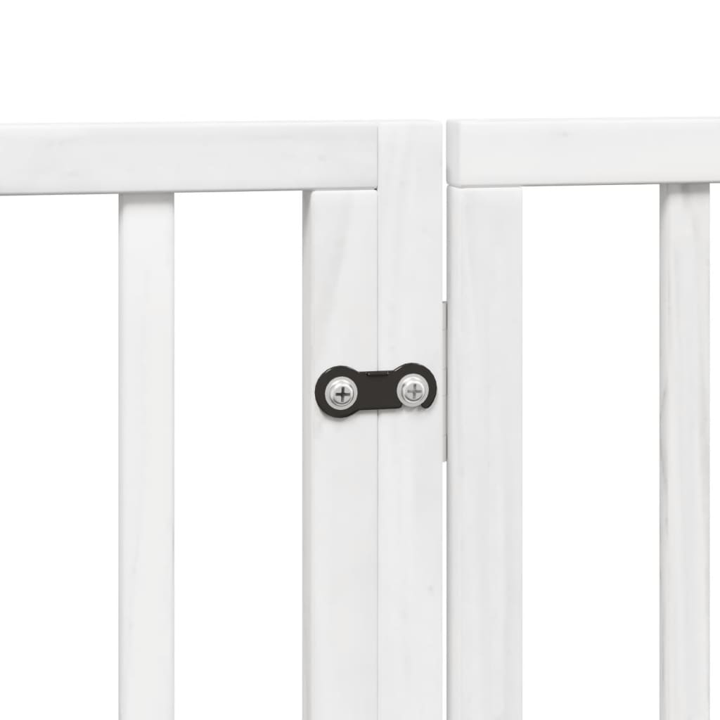 Zábrana pro psy s dvířky skládací 4 panely bílá 320 cm topol