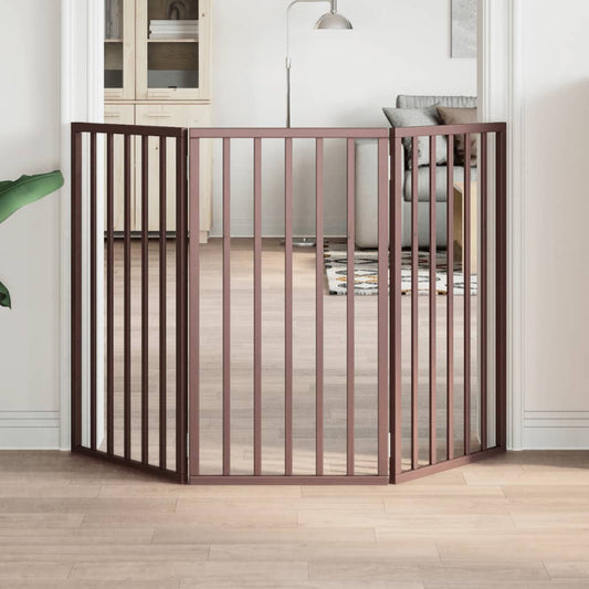 Zábrana pro psy skládací 3 panely hnědá 150 cm topolové dřevo