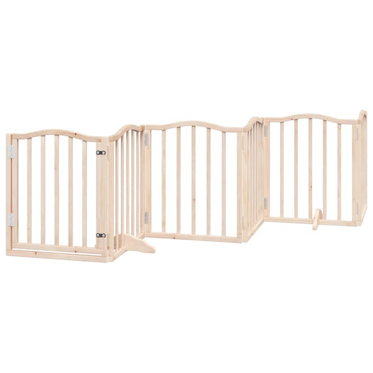 Zábrana pro psy s dvířky skládací 6 panelů 300cm topolové dřevo