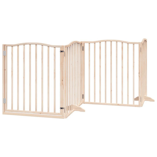 Zábrana pro psy s dvířky skládací 4 panely 320cm topolové dřevo