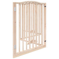 Načíst obrázek do prohlížeče galerie, Zábrana pro psy s dvířky skládací 4 panely 320cm topolové dřevo
