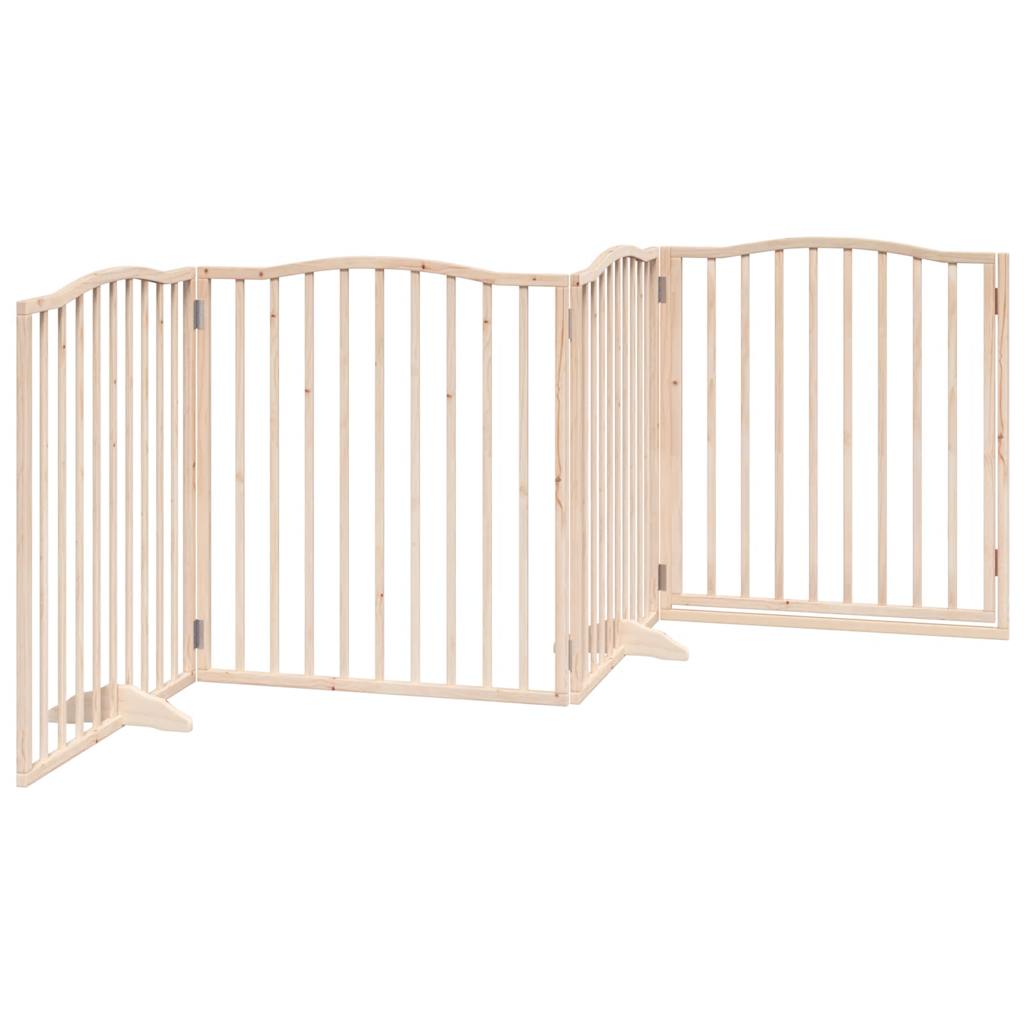 Zábrana pro psy s dvířky skládací 4 panely 320cm topolové dřevo
