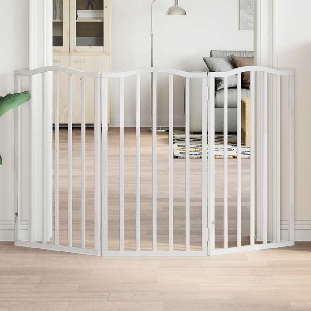 Zábrana pro psy skládací 3 panely bílá 150 cm topolové dřevo
