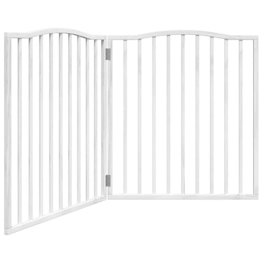 Zábrana pro psy s dvířky skládací 4 panely bílá 320 cm topol