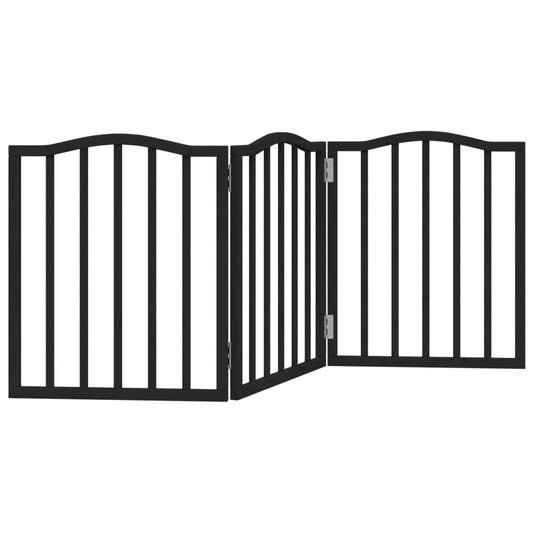 Zábrana pro psy skládací 3 panely černá 150 cm topolové dřevo