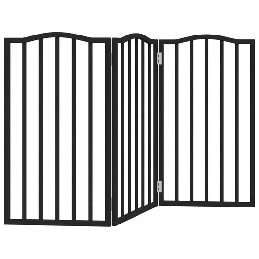 Zábrana pro psy skládací 3 panely černá 150 cm topolové dřevo
