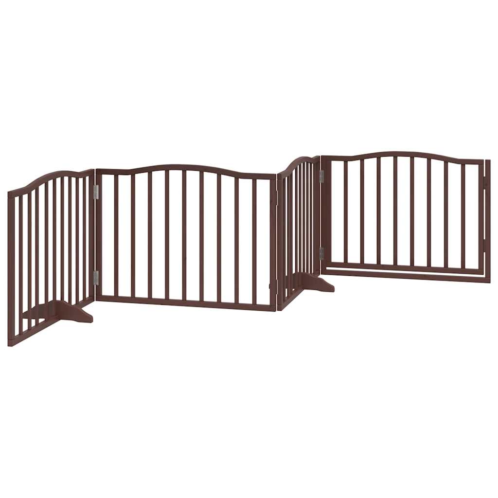 Zábrana pro psy s dvířky skládací 4 panely hnědý dub 320 cm