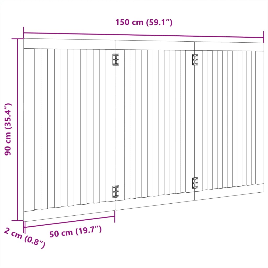 Zábrana pro psy skládací 3 panely bílá 150 cm topolové dřevo