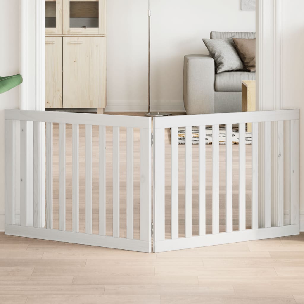 Zábrana pro psy skládací 2 panely bílá 160 cm topolové dřevo