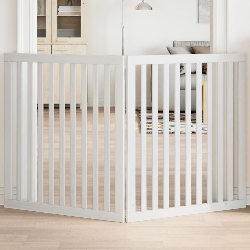 Zábrana pro psy skládací 2 panely bílá 160 cm topolové dřevo
