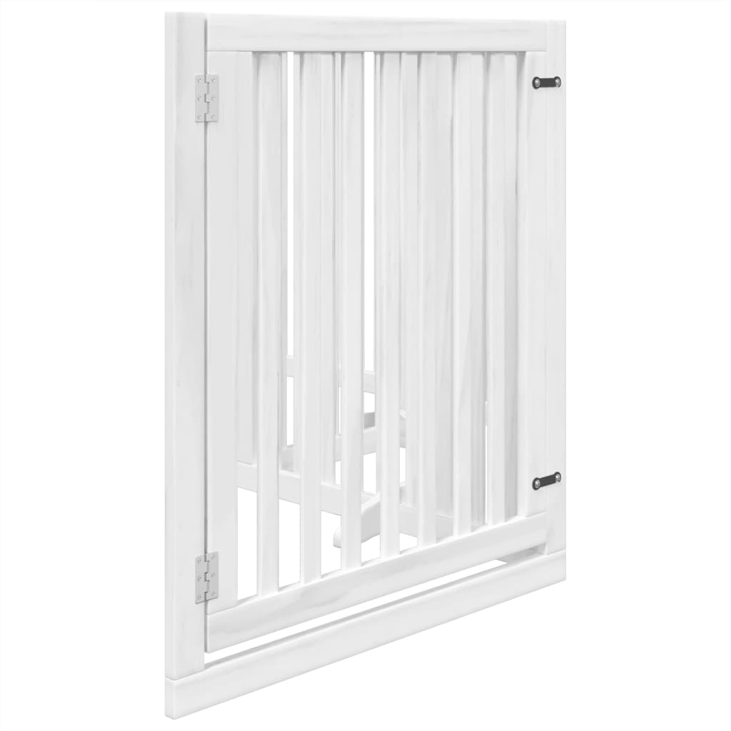Zábrana pro psy s dvířky skládací 4 panely bílá 320 cm topol