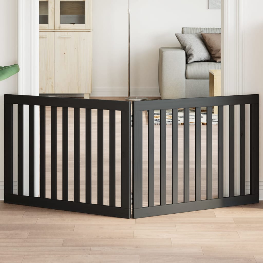 Zábrana pro psy skládací 2 panely černá 160 cm topolové dřevo