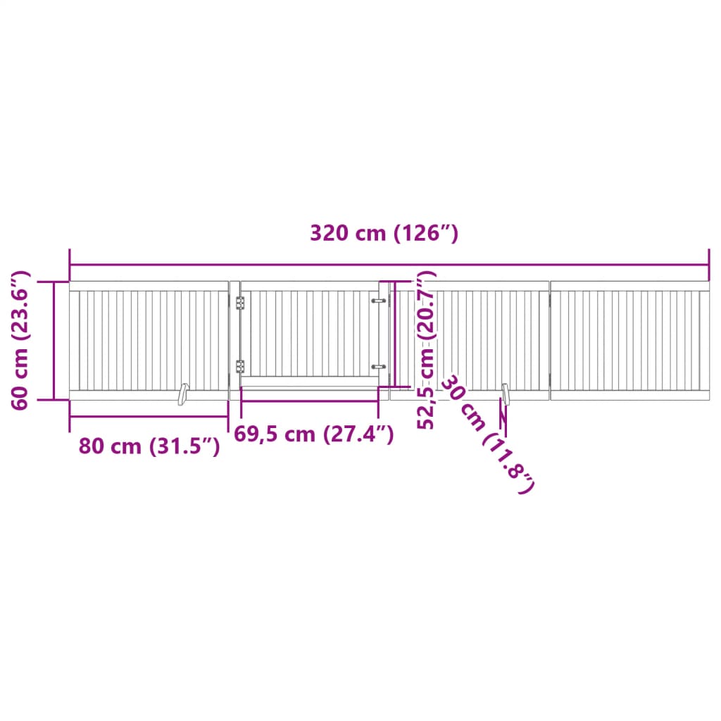 Zábrana pro psy s dvířky skládací 4 panely černá 320 cm topol