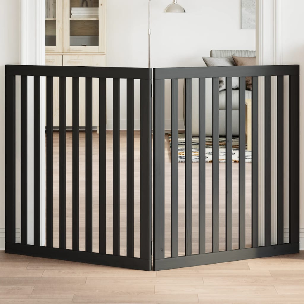 Zábrana pro psy skládací 2 panely černá 160 cm topolové dřevo