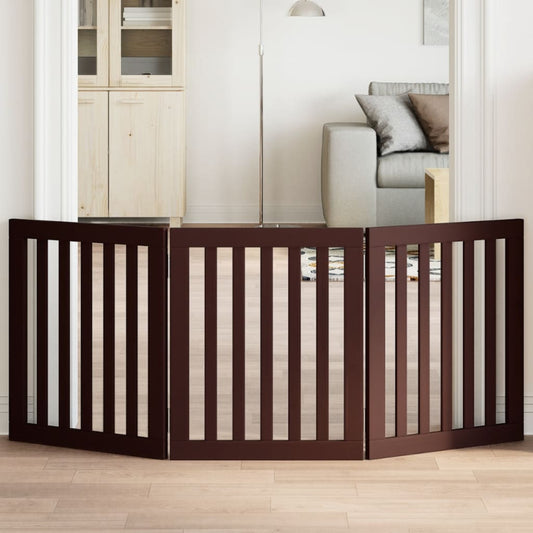 Zábrana pro psy skládací 3 panely hnědá 150 cm topolové dřevo