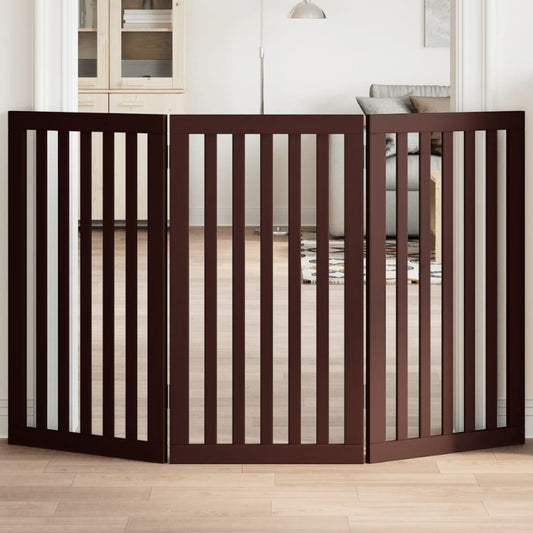 Zábrana pro psy skládací 3 panely hnědá 150 cm topolové dřevo