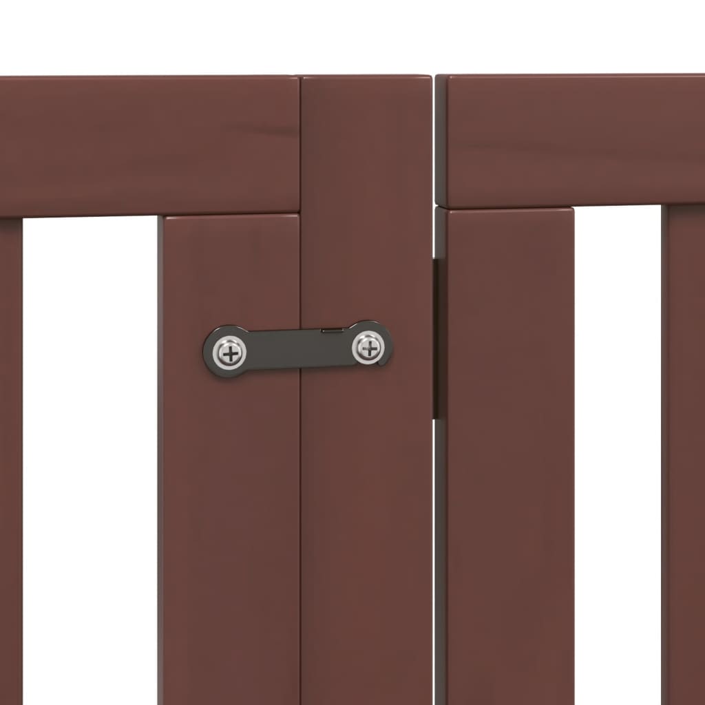Zábrana pro psy s dvířky skládací 6 panelů hnědá 300 cm topol