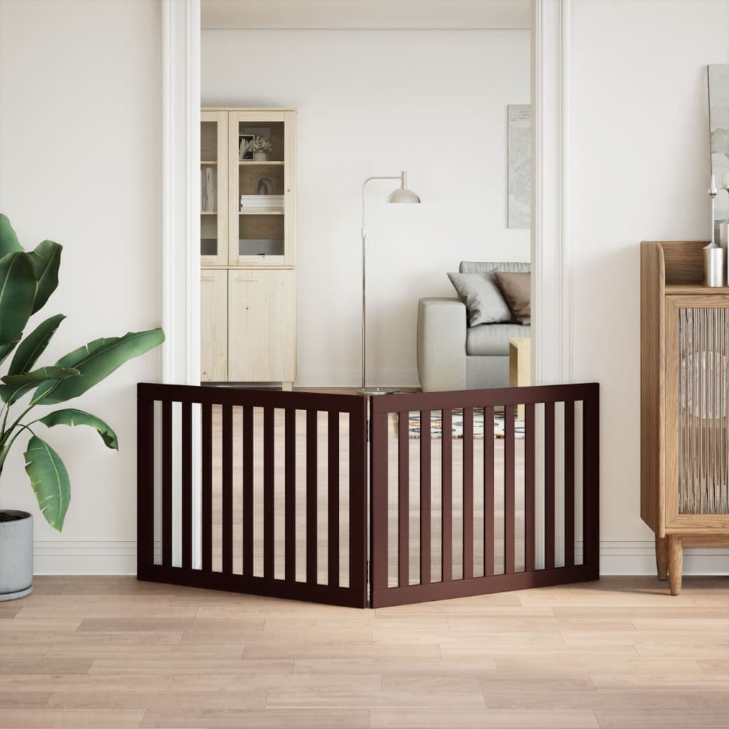 Zábrana pro psy skládací 2 panely hnědá 160 cm topolové dřevo