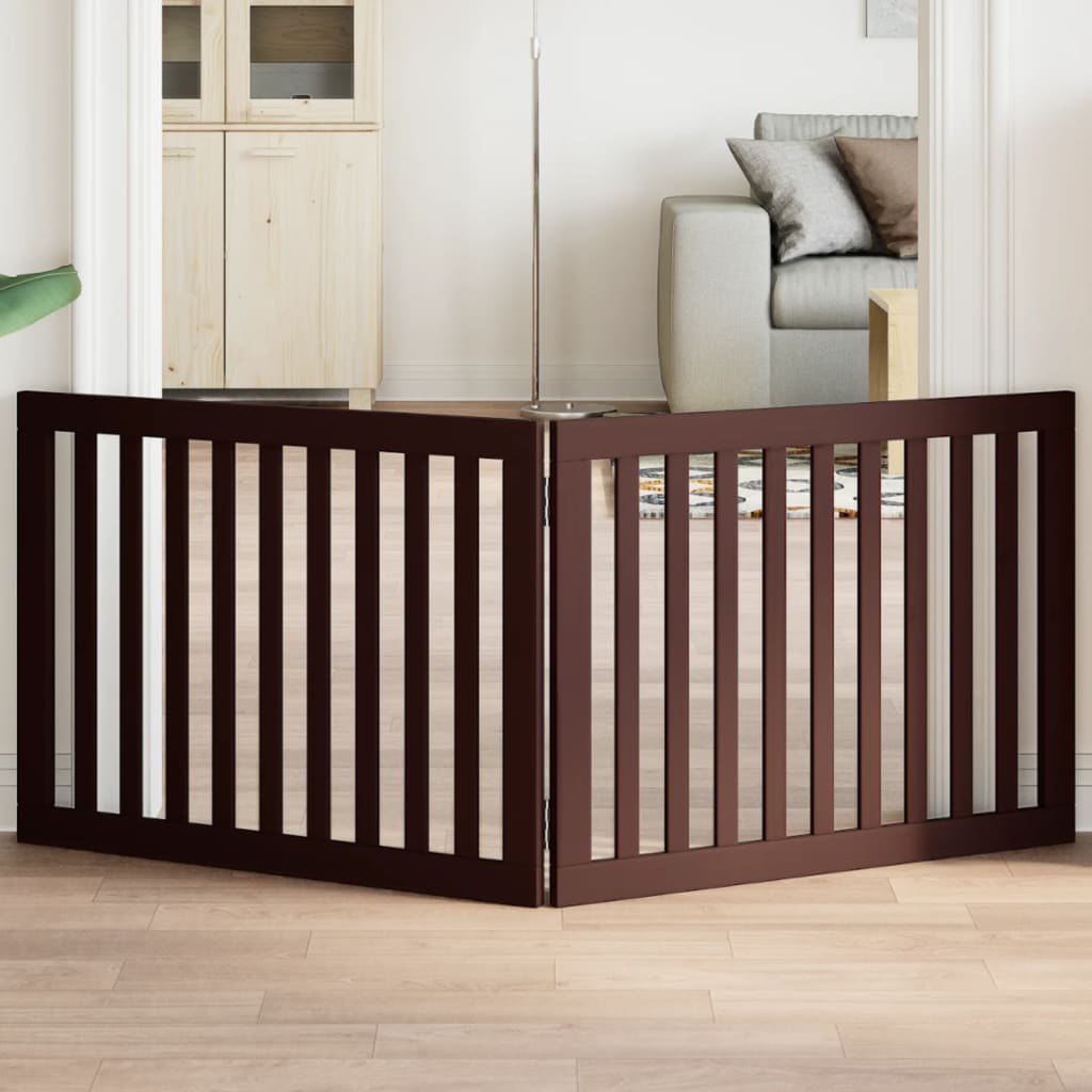Zábrana pro psy skládací 2 panely hnědá 160 cm topolové dřevo