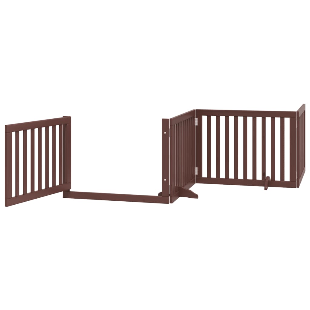 Zábrana pro psy s dvířky skládací 4 panely hnědá 320 cm topol