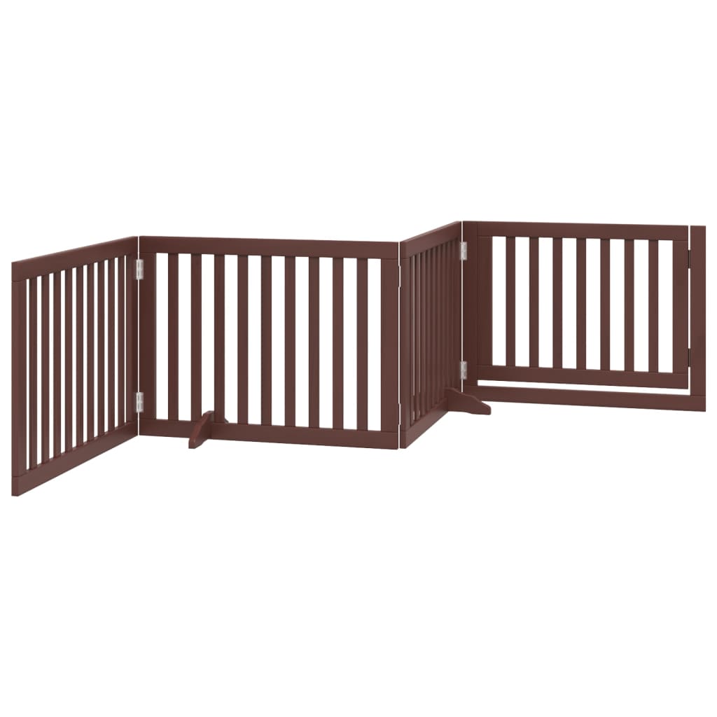 Zábrana pro psy s dvířky skládací 4 panely hnědá 320 cm topol