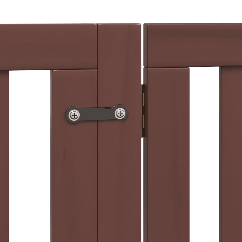 Zábrana pro psy s dvířky skládací 4 panely hnědá 320 cm topol
