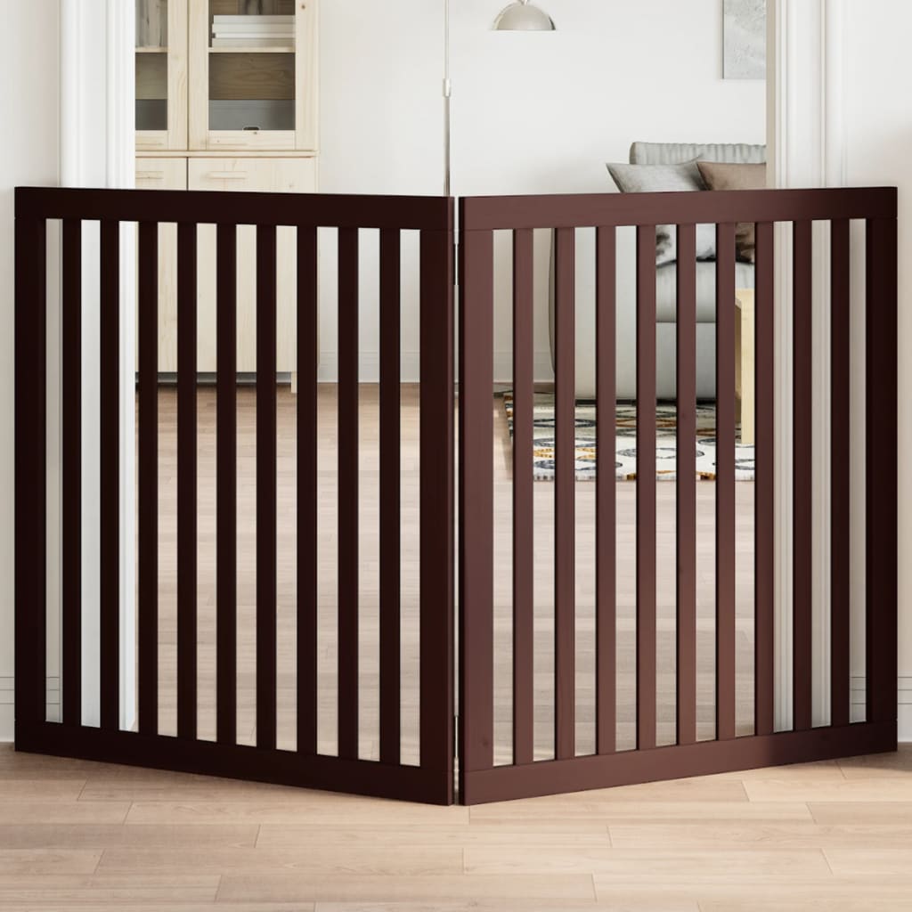 Zábrana pro psy skládací 2 panely hnědá 160 cm topolové dřevo