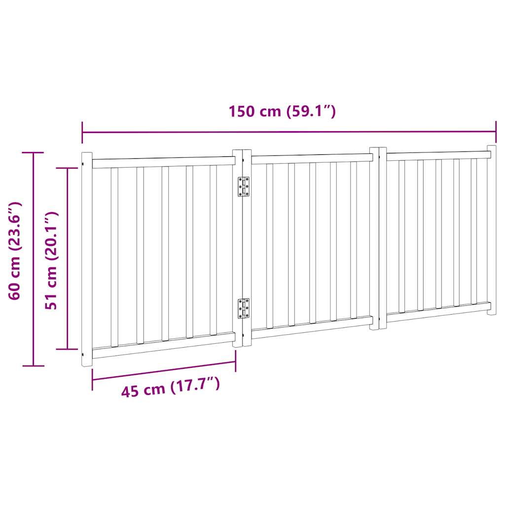 Zábrana pro psy skládací 3 panely 150 cm masivní jedle