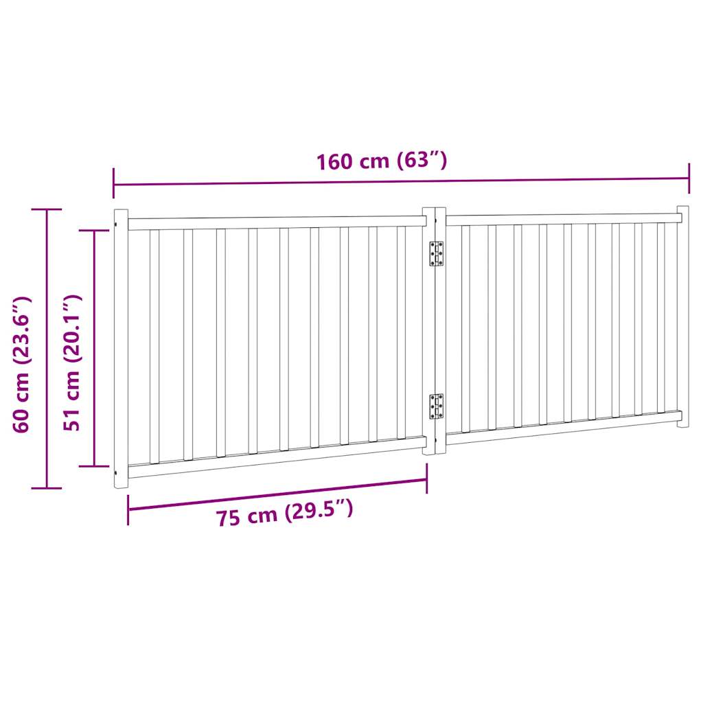 Zábrana pro psy skládací 2 panely černá 160 cm masivní jedle