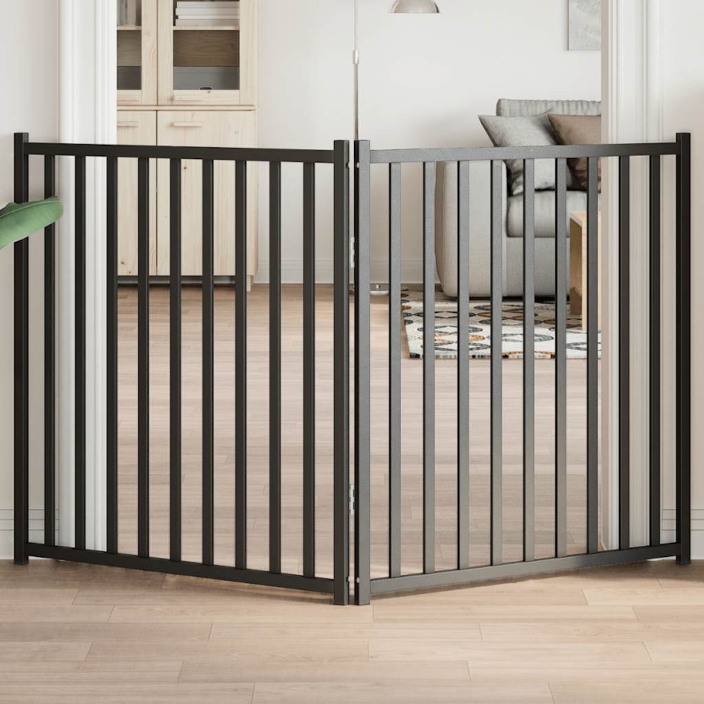 Zábrana pro psy skládací 2 panely černá 160 cm masivní jedle