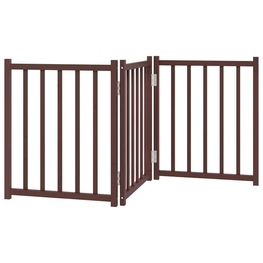 Zábrana pro psy skládací 3 panely hnědý dub 150 cm masiv jedle