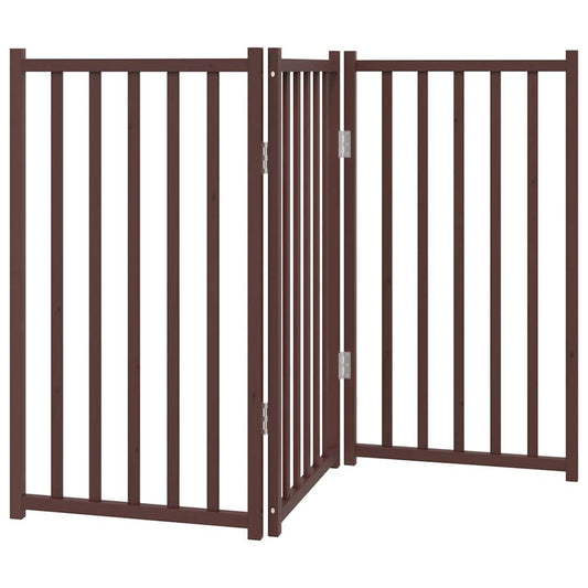 Zábrana pro psy skládací 3 panely hnědý dub 150 cm masiv jedle