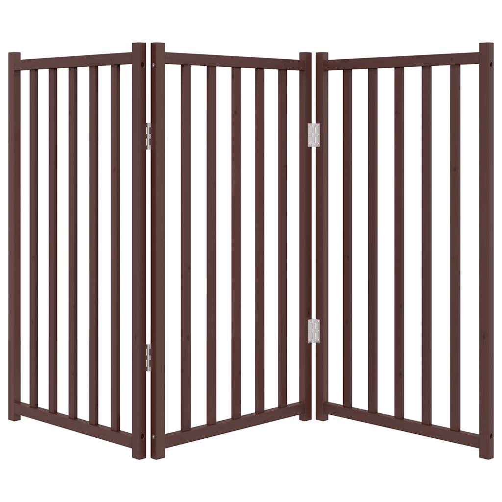 Zábrana pro psy skládací 3 panely hnědý dub 150 cm masiv jedle