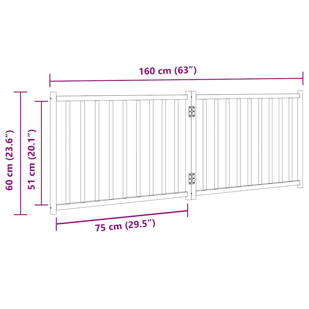 Zábrana pro psy skládací 2 panely hnědý dub 160 cm masiv jedle