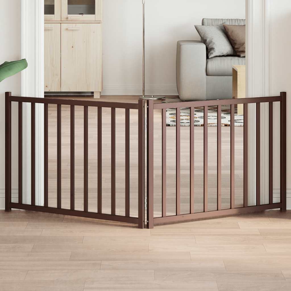 Zábrana pro psy skládací 2 panely hnědý dub 160 cm masiv jedle