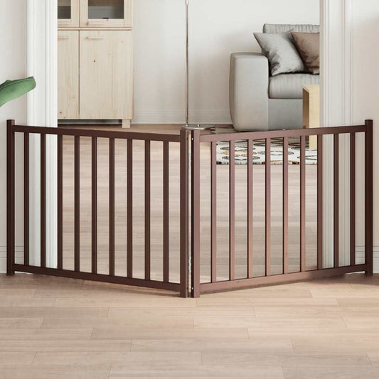 Zábrana pro psy skládací 2 panely hnědý dub 160 cm masiv jedle