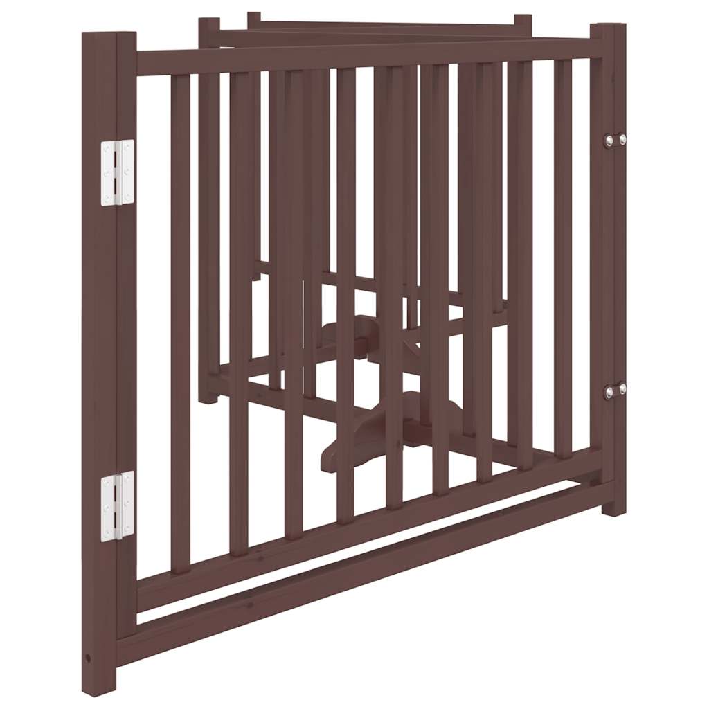 Zábrana pro psy s dvířky skládací 4 panely hnědý dub 320 cm