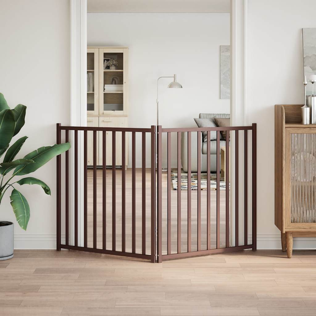Zábrana pro psy skládací 2 panely hnědý dub 160 cm masiv jedle