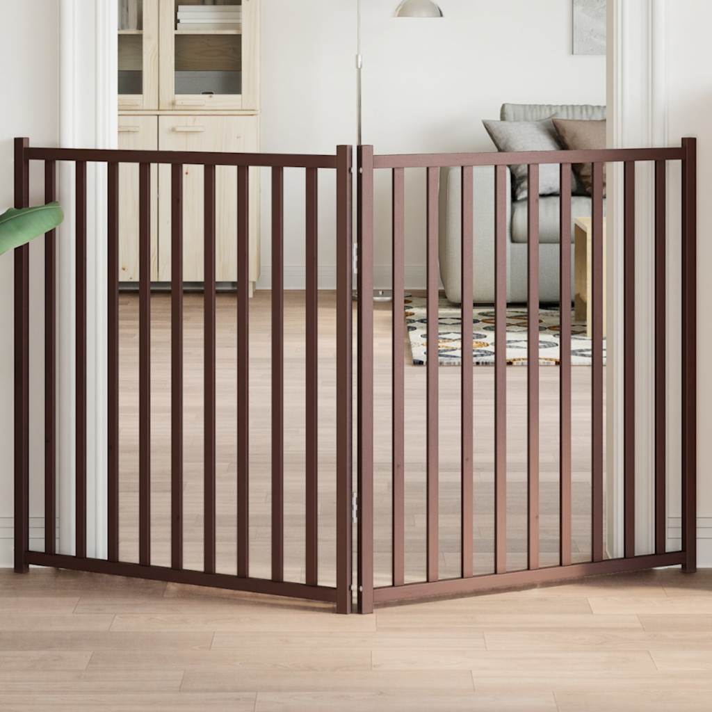 Zábrana pro psy skládací 2 panely hnědý dub 160 cm masiv jedle