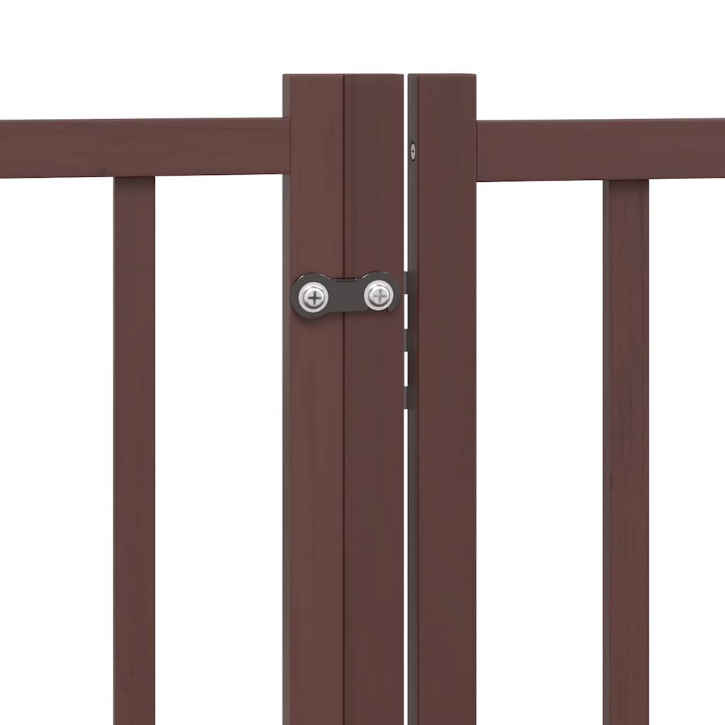 Zábrana pro psy s dvířky skládací 4 panely hnědý dub 320 cm