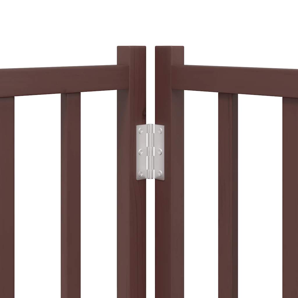 Zábrana pro psy s dvířky skládací 4 panely hnědý dub 320 cm
