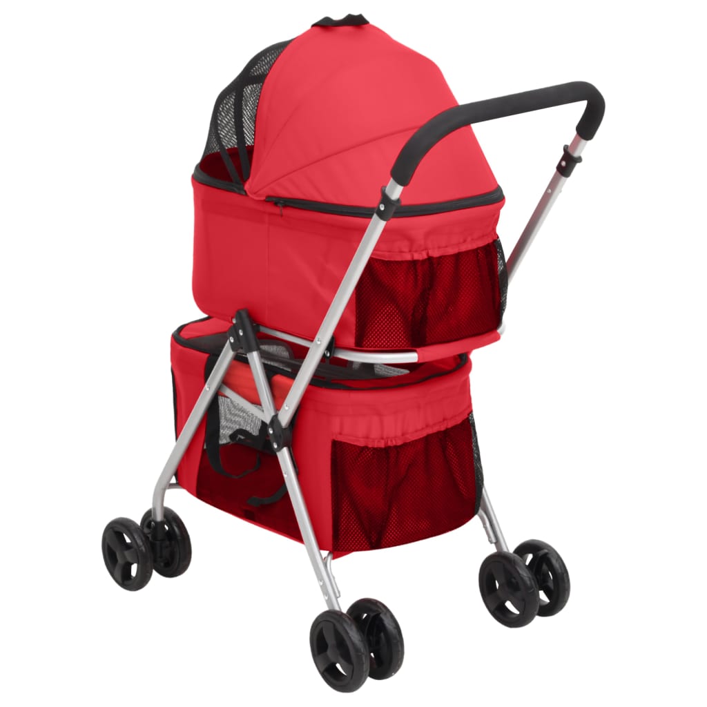 2patrový skládací kočárek pro psa červený 83x48x97 cm oxford